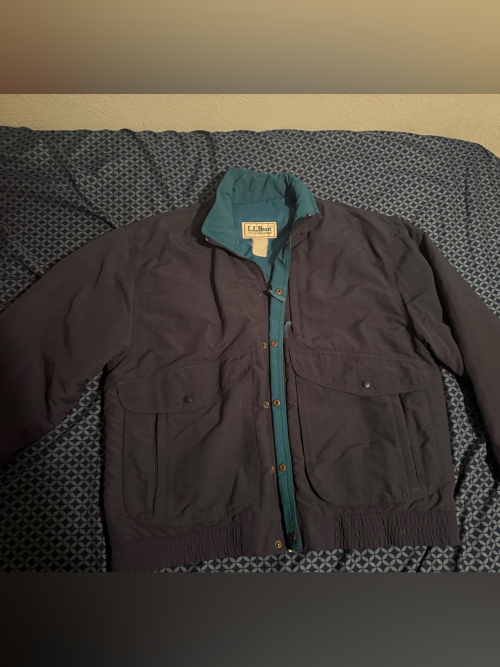 L.L. Bean Navy Jacket with Teal Lining